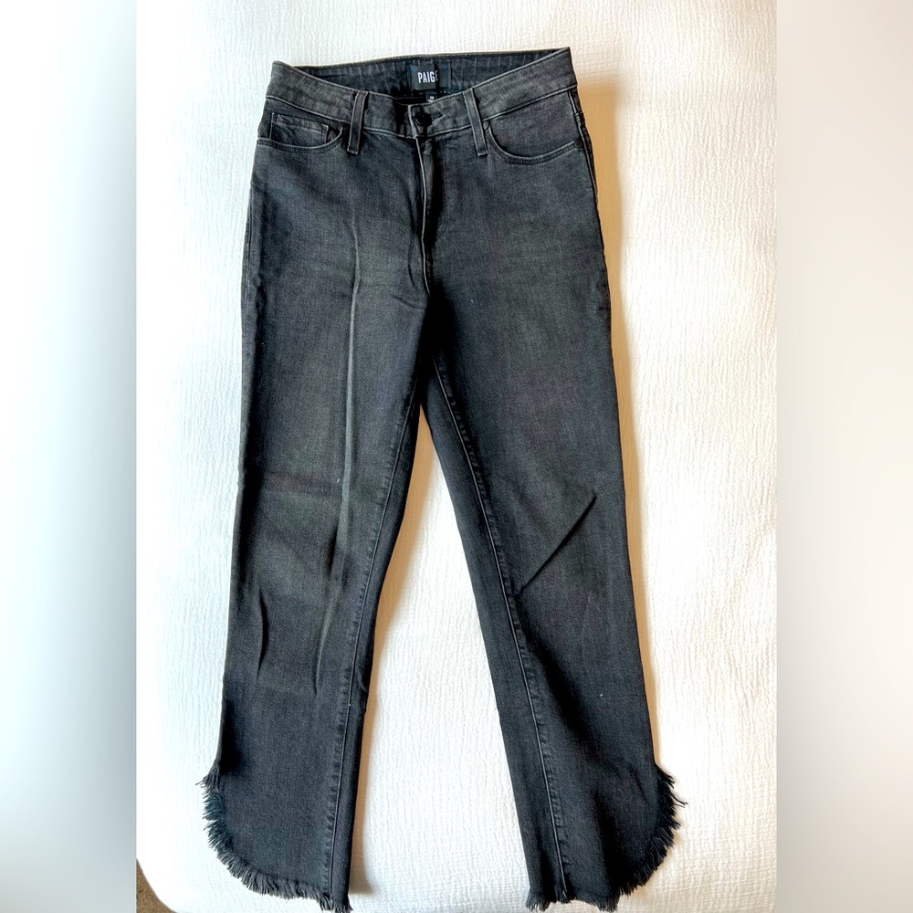 Paige Hoxton Straight Ankle Charcoal Jean with fringe detail